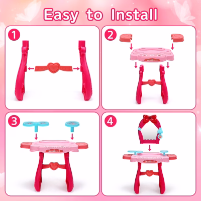 Pretend Princess Girls Vanity Table Set with Mirror