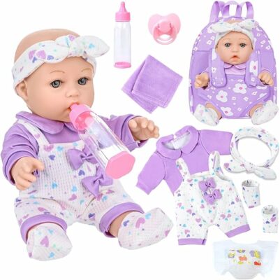 Realistic Baby Dolls with Clothes and Accessories Hanky Pacifier Bottle Diaper Toy