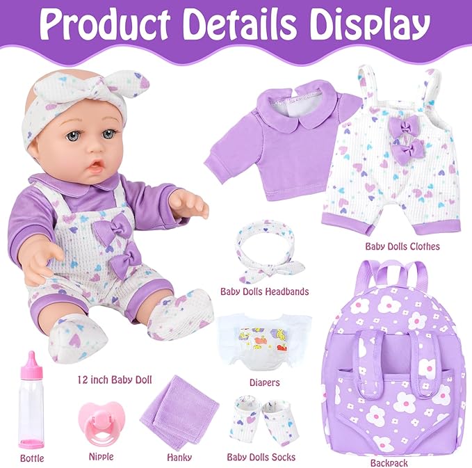 Realistic Baby Dolls with Clothes and Accessories Hanky Pacifier Bottle Diaper Toy Realistic Baby Dolls with Clothes and Accessories Hanky Pacifier Bottle Diaper Toy