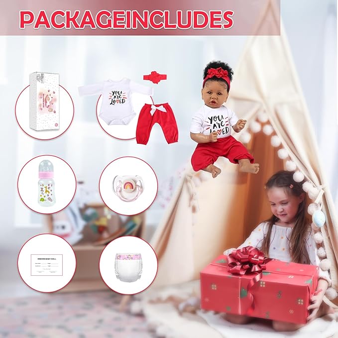 Realistic Reborn Baby Doll Black Girl Gift Set Realistic Reborn Baby Doll Black Girl Gift Set