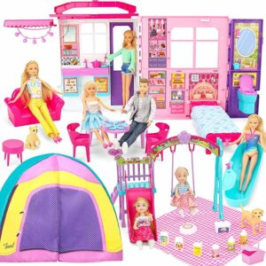 Style Shine Portable & Foldable Dollhouse with Furniture for Kids
