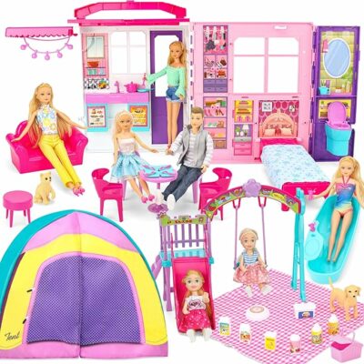 Style Shine Portable & Foldable Dollhouse with Furniture for Kids