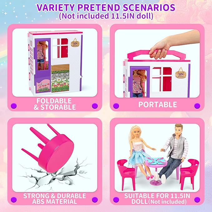 Style Shine Portable & Foldable Dollhouse with Furniture for Kids Style Shine Portable & Foldable Dollhouse with Furniture for Kids