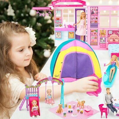 Style Shine Portable & Foldable Dollhouse with Furniture for Kids