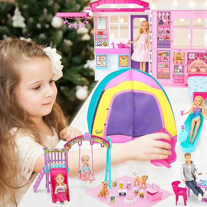 Style Shine Portable & Foldable Dollhouse with Furniture for Kids Style Shine Portable & Foldable Dollhouse with Furniture for Kids