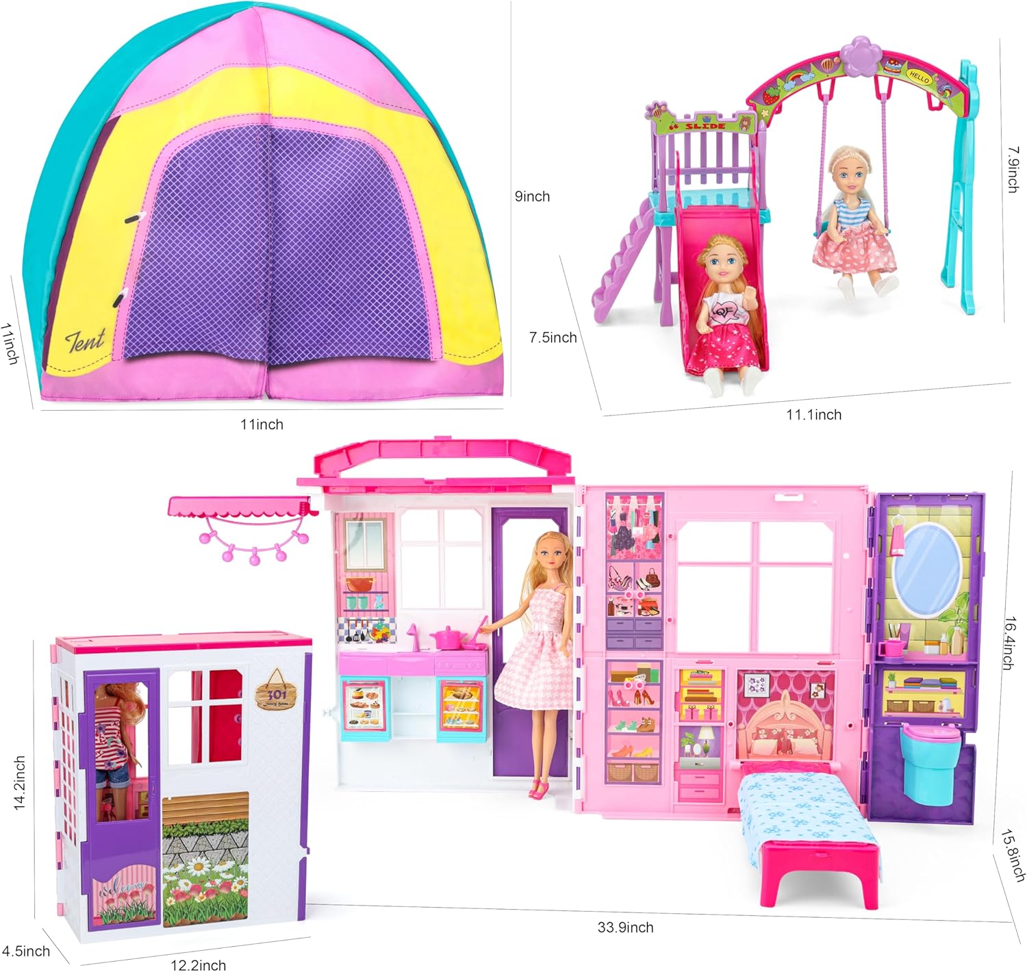 Style Shine Portable & Foldable Dollhouse with Furniture for Kids Style Shine Portable & Foldable Dollhouse with Furniture for Kids