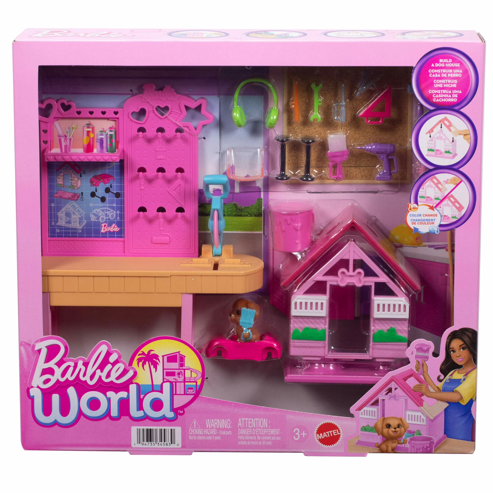 Barbie World Build a Doghouse Playset with Workbench Barbie World Build a Doghouse Playset with Workbench