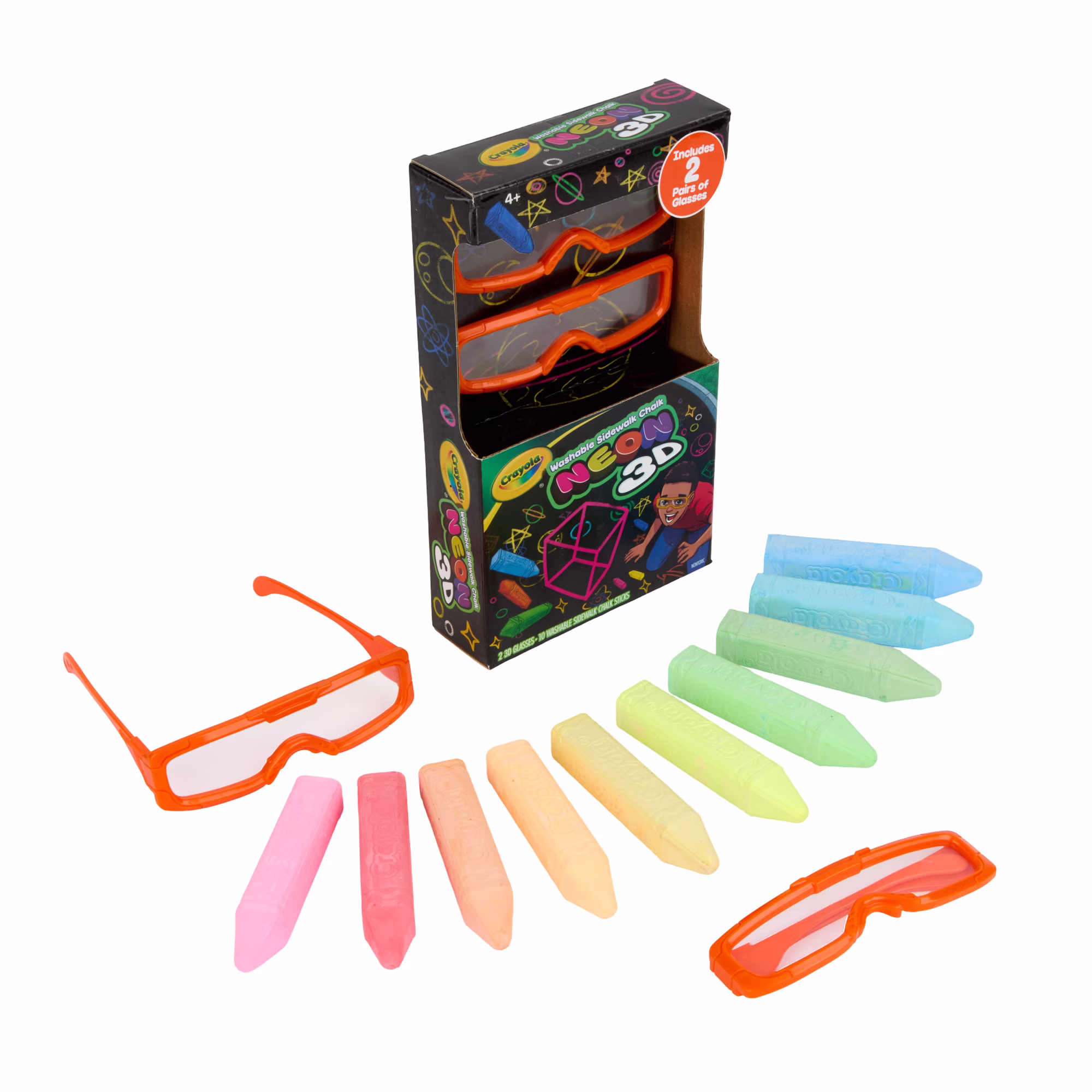 Crayola 3D Neon Sidewalk Chalk 10ct 3D Glasses Included
