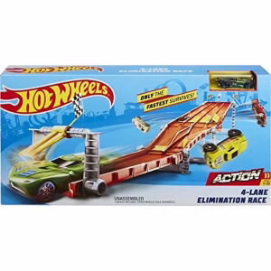 Hot Wheels 4 Lane Elimination Race Track with Fair-Start Launcher & Car
