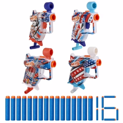 Nerf Elite Freedom Frenzy Red, White & Blue Blaster 4-Pack