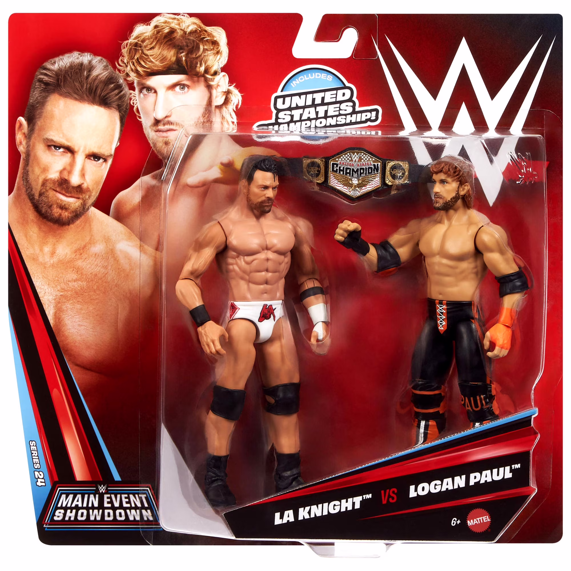 WWE Main Event Showdown LA Knight vs Logan Paul Action Figures Set WWE Main Event Showdown LA Knight vs Logan Paul Action Figures Set